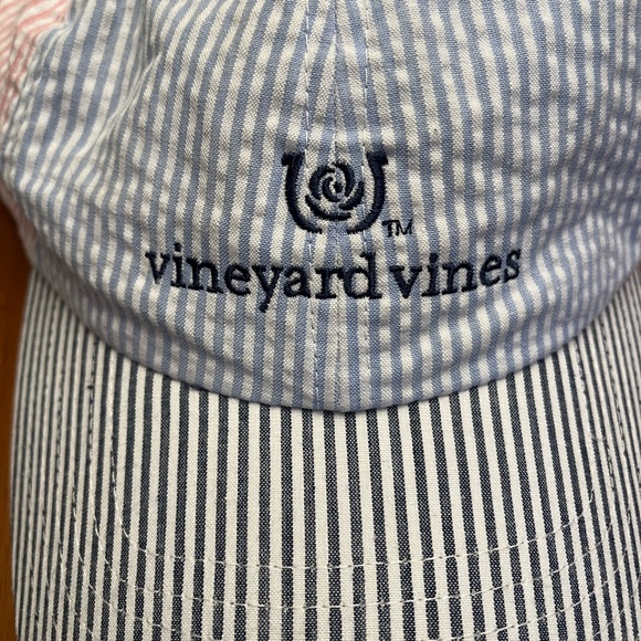 Vineyard Vines Kentucky Derby Green and Pink Striped Hat - Picture 2 of 5